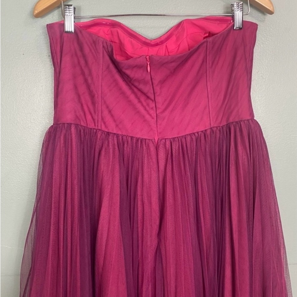 Strapless Tiered Fuchsia and Coral gown - Picture 6 of 8